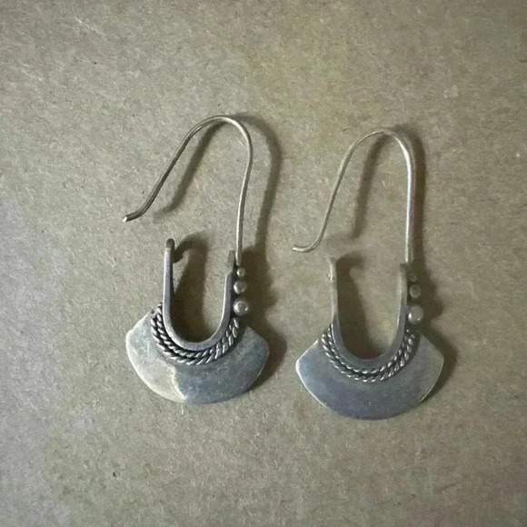 Women's Sterling Silver 0.925 Hoop Earrings, "Hollow Bell" - Picture 2 of 2